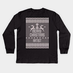 Merry Christmas ARTIST Kids Long Sleeve T-Shirt